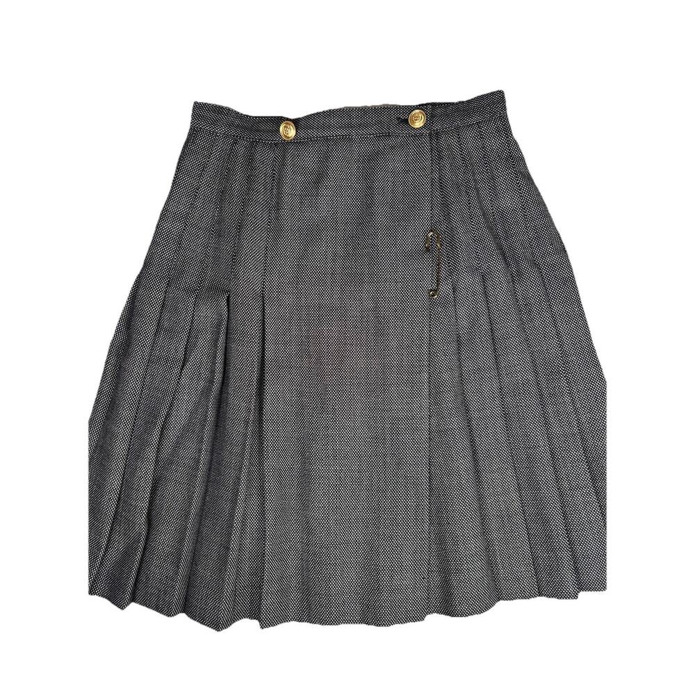 Liz Claiborne check 100% wool pleated kilt wrap Academia/punk skirt Womens Sz 12